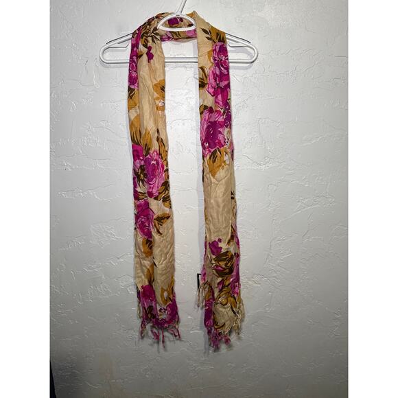 NWT Cejon floral fringe scarf wrap womens bohemian fairy cottage - Picture 1 of 6